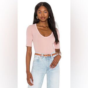 Tularosa REVOLVE Green The Zoe Top Blush Pink Organic Cotton Natural Dye FLAW